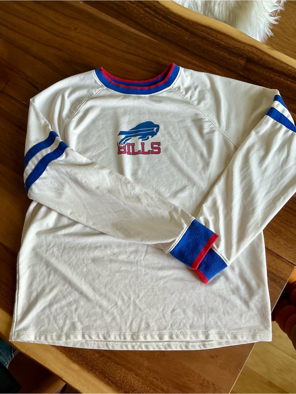 Junk Food Clothing Buffalo Bills Long Sleeve Cream/Royal Tri-Blend Raglan Shirt